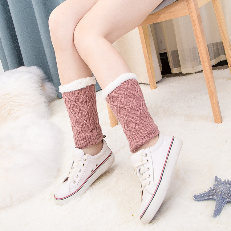 Chân tay áo cộng với nhung ấm len đan ngắn mắt cá chân mùa đông dày quần legging ấm chân tất