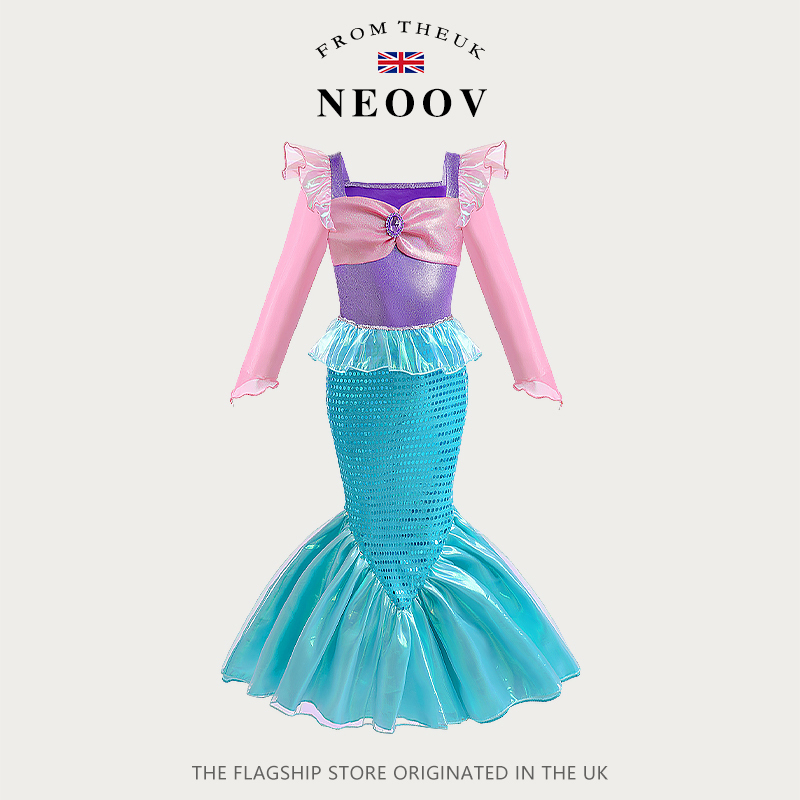 【Brand】Girls' Dress Mermaid Princess Dress Girls' Dress Mermaid Costume Clothes Tail Skirt