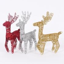 Large wrought iron Christmas deer ornaments elk Christmas venue layout luminous deer pull cart winter window scene cross-border