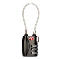 Nast zinc alloy steel cable lock black 3-digit password wheel suitcase bag zipper locker drawer anti-theft