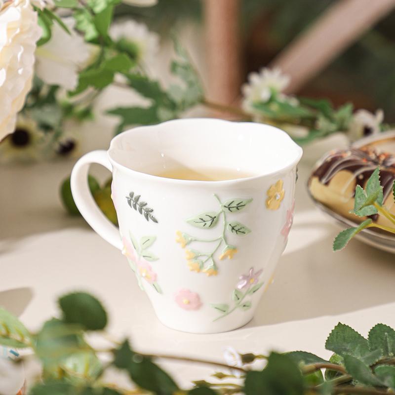 Welsi Underglaze Color Handmade Small Floral Mug Afternoon Tea Design High-End Gift Souvenir Coffee Cup