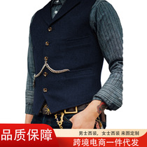 Men#39 s Suit Vest Brown Wedding Wool Tweed Business Waistc