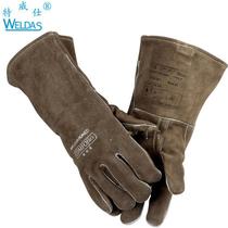10-0707 Shurou Welding Cow Leather Welding Gloves Double Layer Heat Resistant and Wear Resistant Welding 35CM
