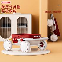 Childrens storage stroller baby multi-function walker baby hand push toy foldable shopping cart