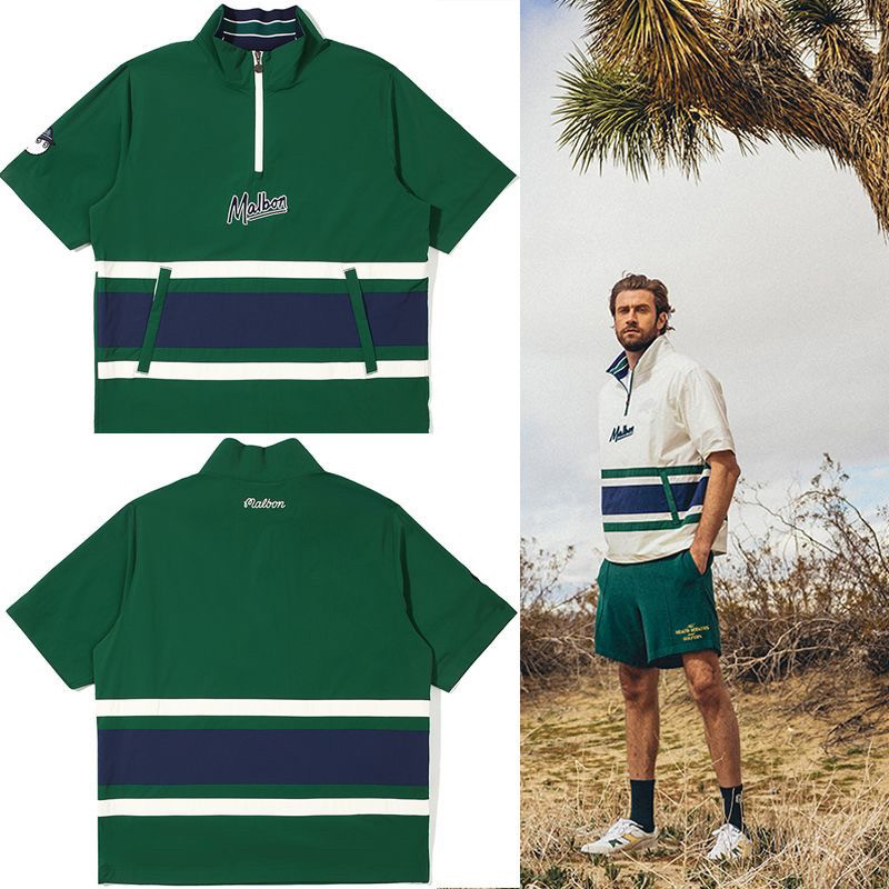Korean Malbon Golf Clothing Men's 25 New Style Short-Sleeved T-Shirt Sports Casual Versatile Top with Contrasting Colors
