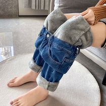 Winter Warm Slim Jeans Ladies Casual Denim Pencil Pants