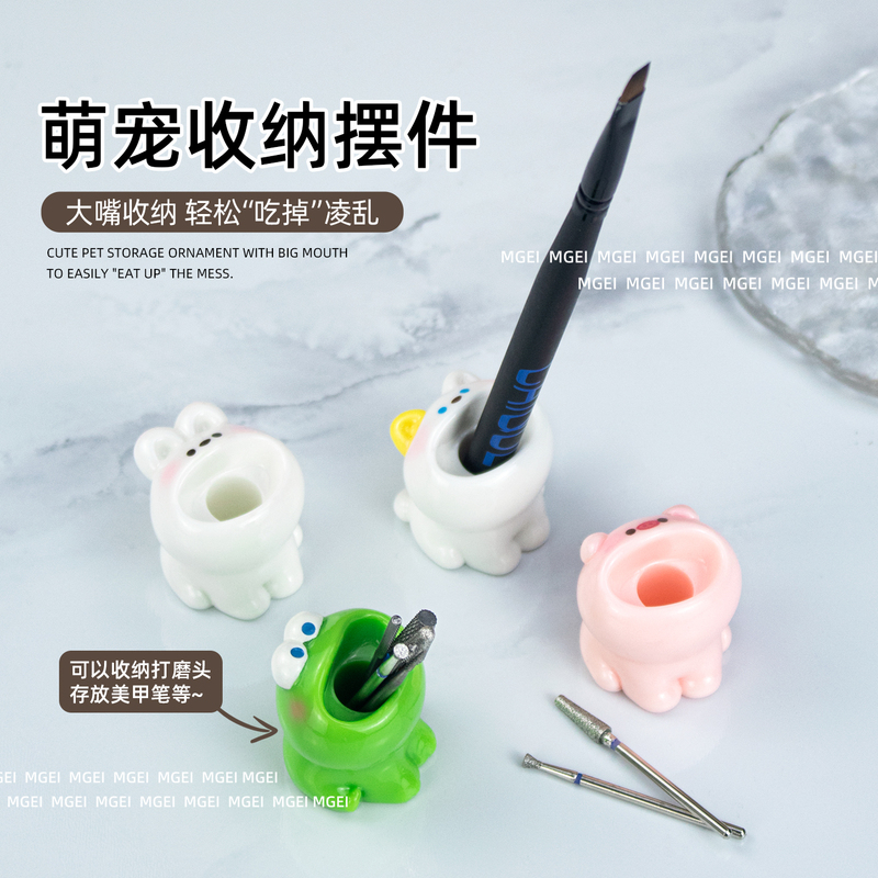 Cute Cartoon Pet Desktop Storage Ornaments, Nail Art Pen Holder, Polishing Head, Rabbit, Kitten, Piglet, Frog, Animal Cute Cartoon Pet Desktop Storage Ornaments, Nail Art Pen Holder, Polishing Head, Rabbit, Kitten, Piglet, Frog, Animal
