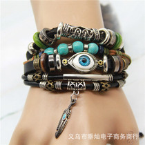 New Blue Eye Bracelet multi-layer cowhide Mens women hands