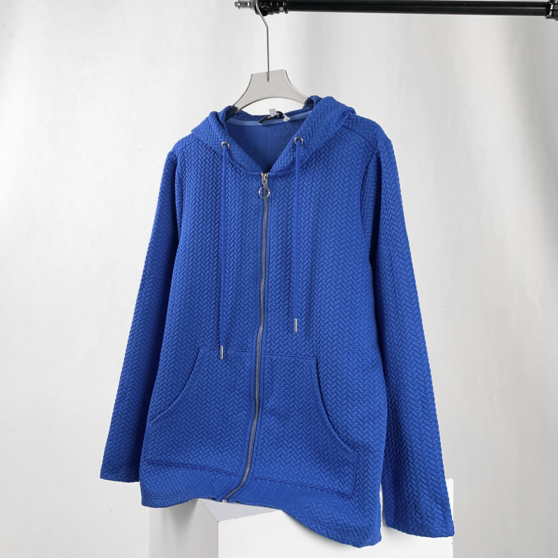 7699【Soft Fabric】German Famous Brand Women's Solid Color Drawstring Hooded Zip-Up Sweatshirt Jacket