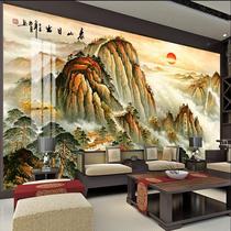 New Chinese Mountain TV Background wall TV Background wall Bamboo Wood Fiber Integrated Wall Panel Office Hotel Sofa Protective Wall
