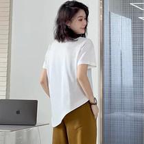 Irregular design short-sleeved t-shirt for women summer new Korean style loose bottoming shirt with western style inner shirt