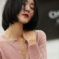 Early Spring Thin Wool Cardigan Womens Round Neck High Waist Short Temperament Jacket Cashmere Knitted Solid Color Top