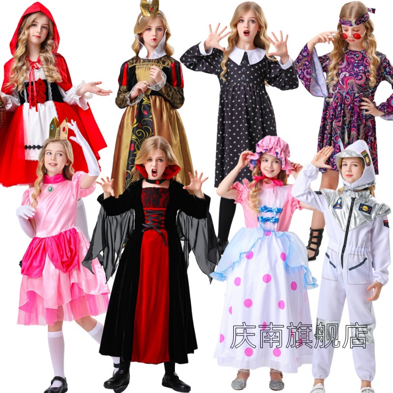 Halloween Kidsren's Stage Performance Cosplay Little Red Riding Hood Hippie Princess Peach Shepherd Girl Astronaut Costume