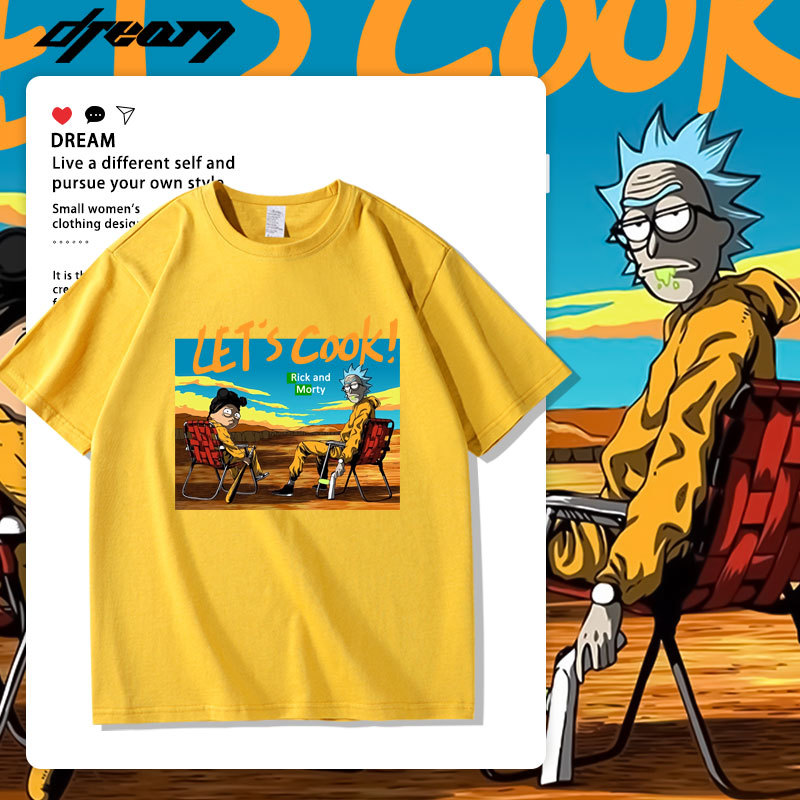Breaking Bad X Rick and Morty Short-Sleeve Men's T-Shirt Summer Rick and Morty Same Style Half-Sleeve Top Breaking Bad X Rick and Morty Short-Sleeve Men's T-Shirt Summer Rick and Morty Same Style Half-Sleeve Top