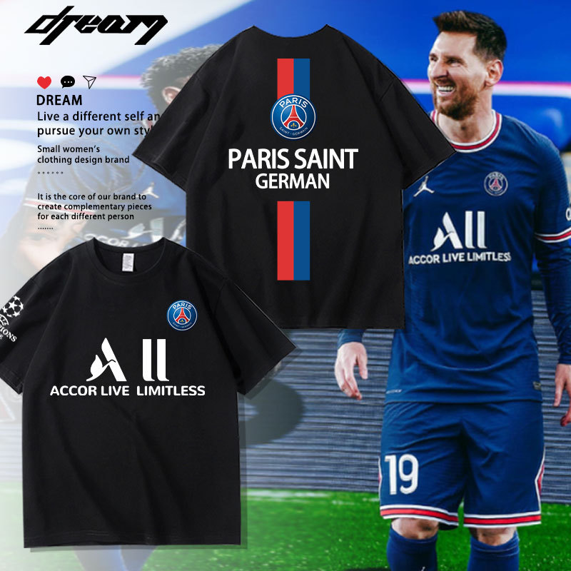 Messi Paris Saint-Germain Men's T-Shirt Short Sleeve Neymar No. 10 No. 30 Same Style Training Uniform Pure Cotton Half-Sleeve
