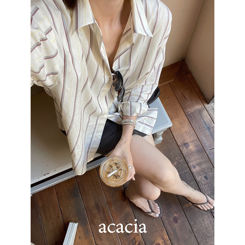 Acacia 100% Cotton Yarn-Dyed Striped Shirt Casual Loose-Fit Shirt Acacia 100% Cotton Yarn-Dyed Striped Shirt Casual Loose-Fit Shirt