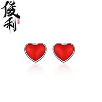 s925 sterling silver glue love earrings for women Korean style sweet girly heart personalized simple small earrings gift