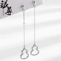 Yin Zun s925 silver gourd long ear wire womens tassel full diamond hollow air quality niche light luxury earrings
