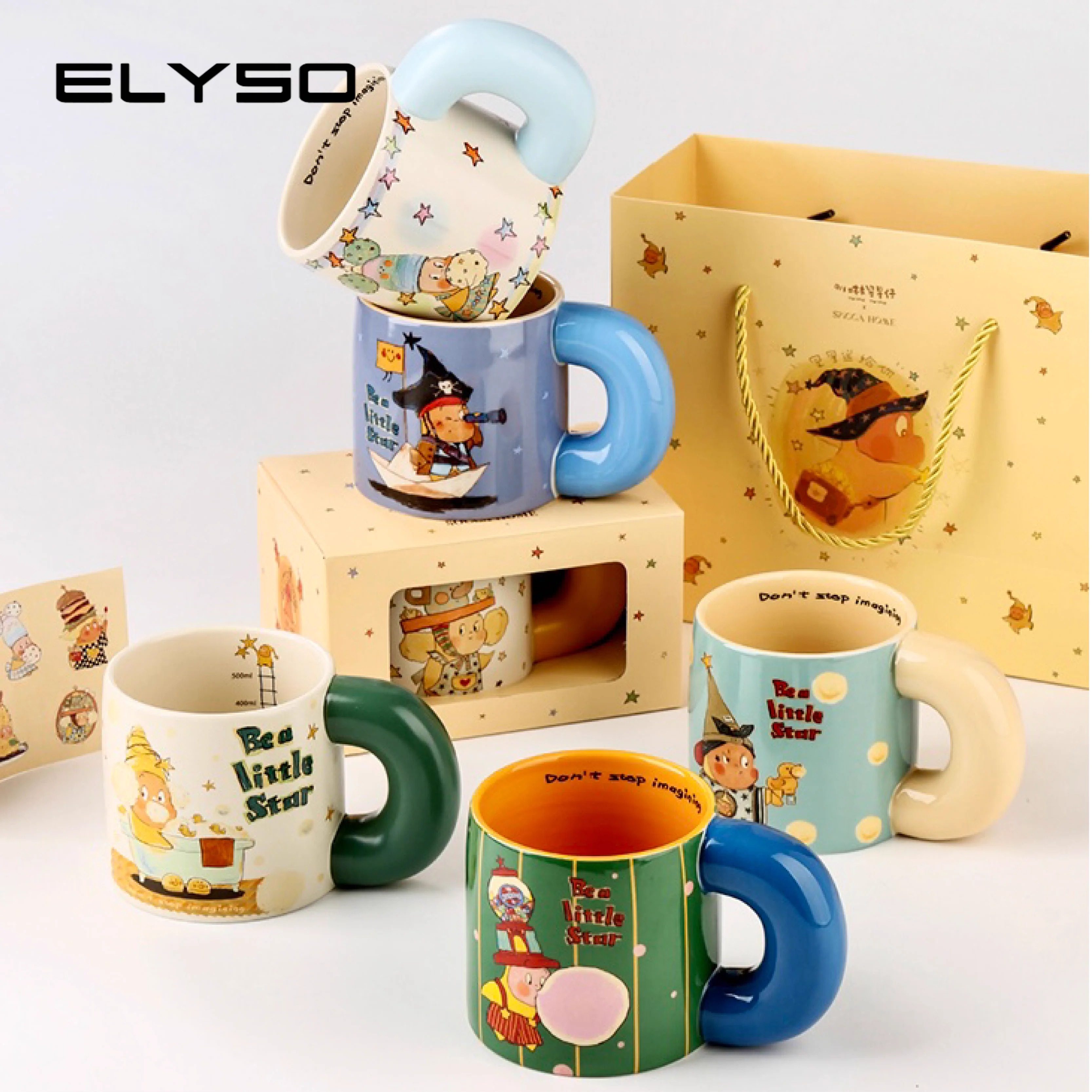 ELYSO Star People Совместная чашка, кружка, Керамическая чашка, чашка для воды для пары, Подарок на День рождения, Ручная Подарочная коробка для девочек