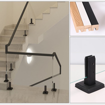 High-end indoor simple tempered glass stair handrail duplex solid wood slot glass handrail loft solid wood handrail