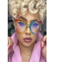 2023 Ins Rainbow Frame Fashion Retro Round Anti Blue Light W