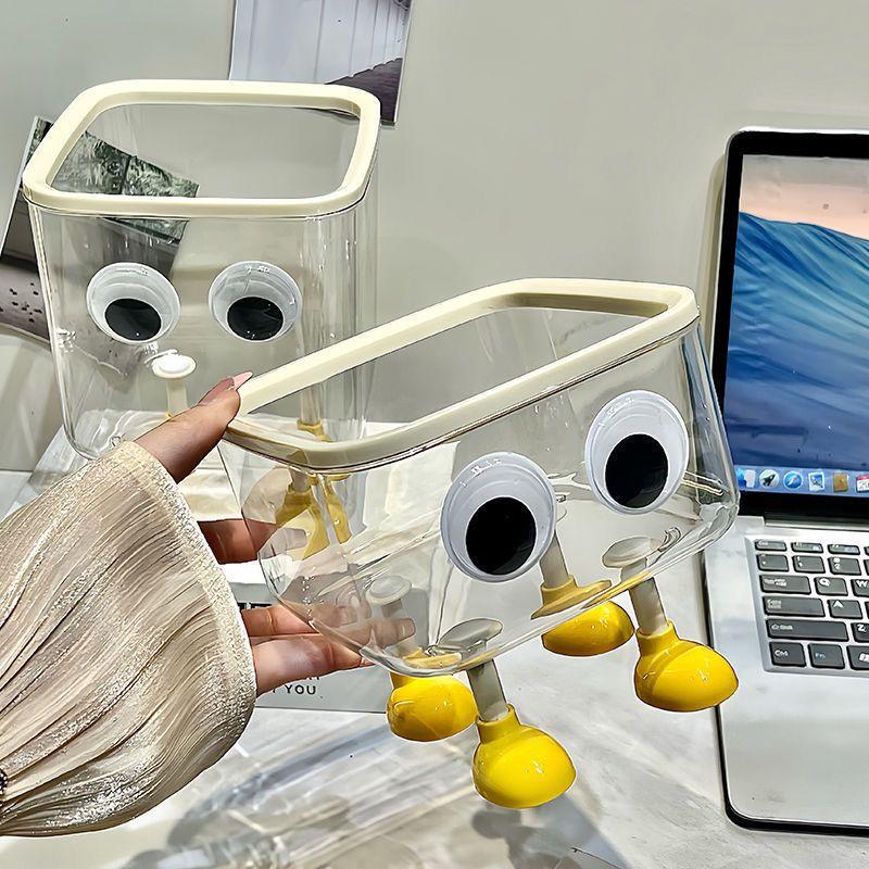 Desktop Trash Can, Small Square Cute Household Trash Bin, Small Size for Living Room, Dormitory, Transparent Storage Box, Pen Holder Desktop Trash Can, Small Square Cute Household Trash Bin, Small Size for Living Room, Dormitory, Transparent Storage Box, Pen Holder