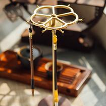 Lan Shi No. 1 Meikai Wufu high-end brush holder pen hanging pure copper solid wood simple creative new Chinese style gift set