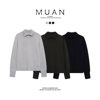 Muan Golf Sweater Polo Collar 245g Winter Warm Wool Lapel Top for Women D-Dg3-143