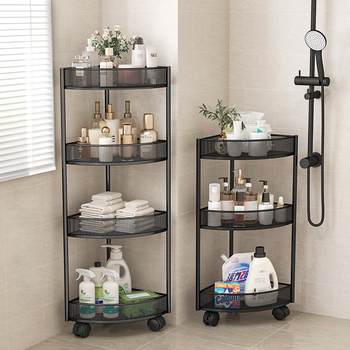 Bathroom mobile trolley bathroom toilet corner toilet toilet supplies storage rack without punching multi-layer storage cabinet