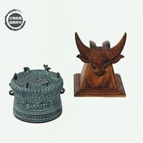 Jin Zhuang Brocade High Quality 8cm Guangxi Bronze Bull Head Seat Bronze Drum National Crafts Great Gift