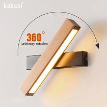 New Rotatable Wall Lamp Nordic Solid Wood LED Wall Light Sim