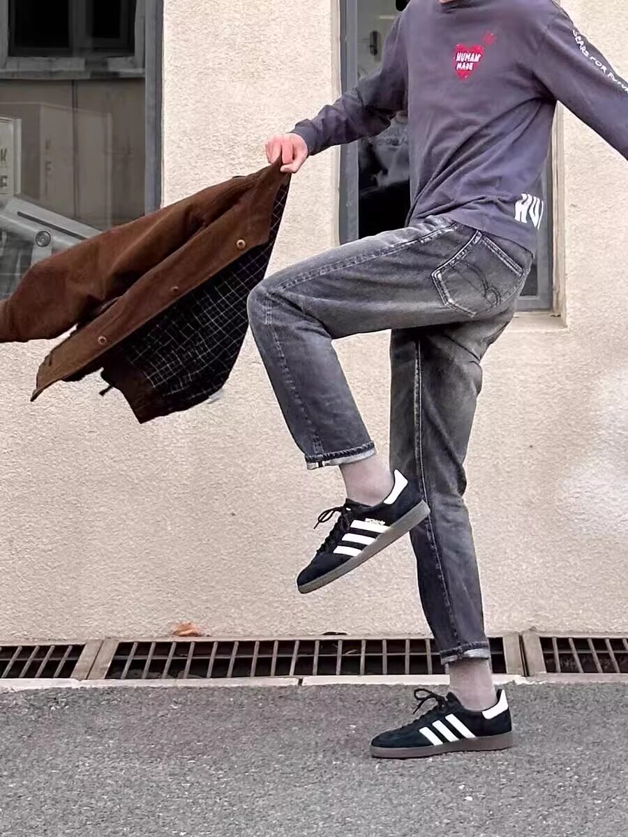 обувь на тонкой подошве ( для скейтборда ) 2024三叶草女鞋originals samba og复古德训鞋春季黑白灰ad板鞋男