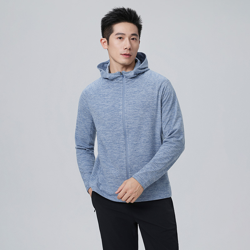 Spring and Autumn Men's Sports Pima Cotton Yarn Hooded Thin Jacket Outdoor Sports Casual High-End Long-Sleeve Zipper Hoodie