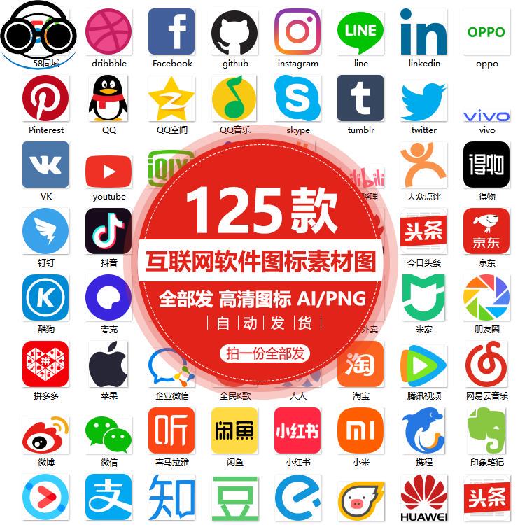 Brand Icons, Logo Symbols, Social Media Desktop Icons, Website and Various Software Icon Materials Png + Source Files Ai