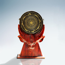 Guangxi characteristic ethnic black bronze drum 60cm pure handmade red chun wood bull head company opening ornaments business gifts