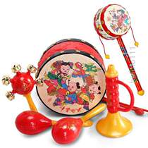 Gripping freshly-boiled water to bite the sheeps leather training to catch up the wave drum without splashing the traditional baby toy can be woody children