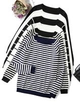 2024 Autumn Winter Long Sleeve Striped Pullover Women Sweate
