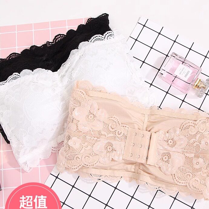 蕾丝抹胸文胸短款性感聚拢防走光围胸裹胸式打底内衣女无肩带