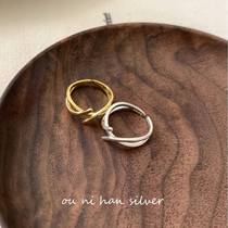 Omni Korean S925 sterling silver geometric cross ring womens ins style niche design high-end index finger ring