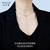 New Queen Mother Necklace Sweater Chain High-end Womens 925 Sterling Silver French Retro Freshwater Pearl Necklace Strength Chain