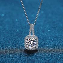 s925 silver moissanite necklace moissanite princess bag pendant micro inlay platinum plated clavicle chain female factory