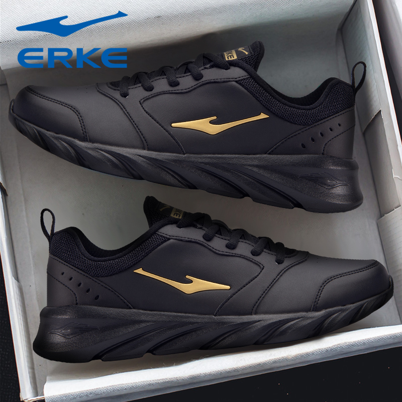 Hongxing Erke Sports Shoes Men's Summer Waterproof Leather Shoes for Middle-Aged and Elderly Dads with Mesh Breathable Casual Running Shoes
