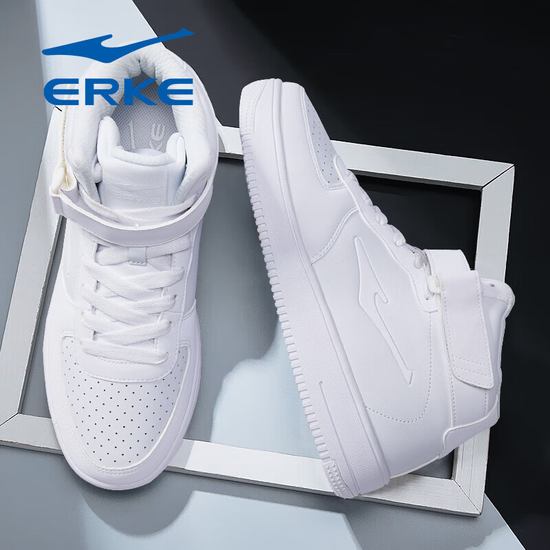 Hongxing Erke High-Top Men's Shoes 2026 Summer New Model for Middle School Students, White Leather Surface, Warm and Casual Air Force One