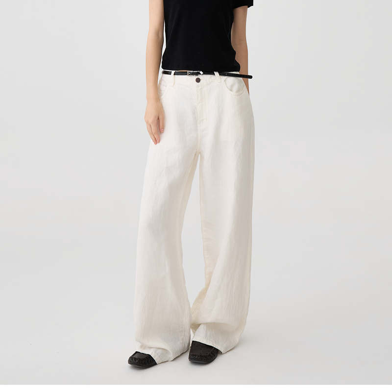 Ap Luo Ge [Linen Cow] Linen Straight-Leg Ready-To-Wear Black-Dyed Fashion Jeans 61062Nk/61077Nk