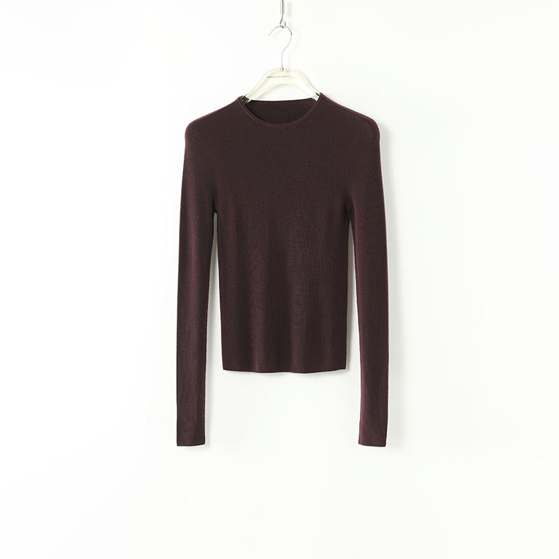 Ap Luo Ge [All Colors/New] Sheep Wool Seamless Comfortable Crew Neck Long Sleeve Solid Color Versatile Pullover 43107St