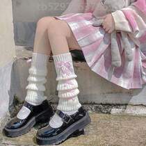 y2k calf socks knitted Japanese style pile jk autumn and winter socks for women @warm sleeve white mid-tube to protect Lolita legs