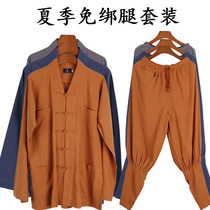 Monks clothing monks clothing summer short coat cotton and linen thin mens leggings-free monks clothing Arhat gown suit monks clothing womens clothing
