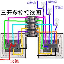 Silver three-open multi-control three-control Feidiao midway switch household triple 3-position 86 type light switch power supply dual control