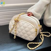 High-end textured small bag for women ins niche 2024 new fashion summer rhombus chain messenger bag small square bag