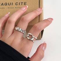 Yinruitai S925 sterling silver multi-layered silk thread wrapped handmade twist ring womens all-match open ring Korean style ring